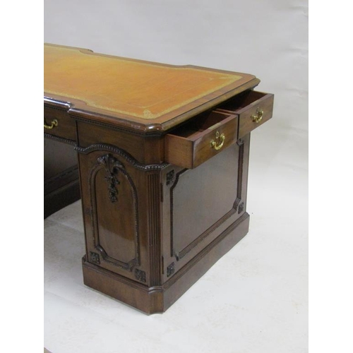 267 - An Edwardian, mid Georgian style, pedestal desk, Hobbs & Co, London, with carved and moulded with br... 