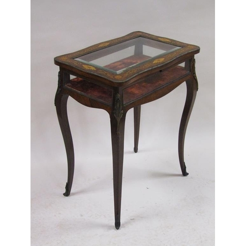 269 - A Victorian rosewood marquetry vitrine cabinet, the hinged and glazed rising cover over a four windo... 