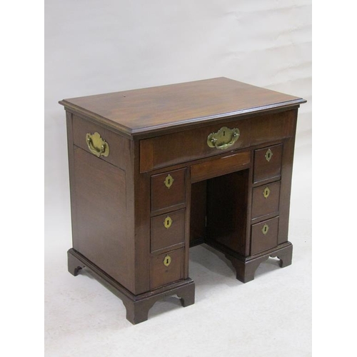 272 - A George III figured mahogany campaign pedestal chest, fitted one long frieze drawer on pedestals, e... 