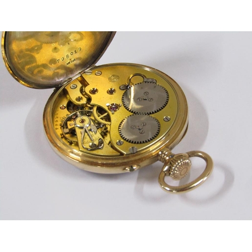 54 - An International Watch Co. Schafhausen pocket watch with a 14ct gold case.