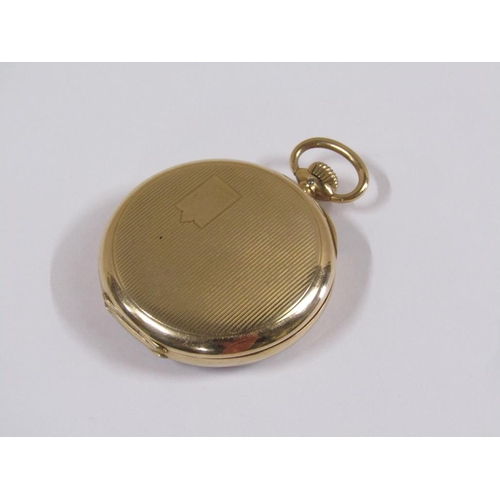 54 - An International Watch Co. Schafhausen pocket watch with a 14ct gold case.