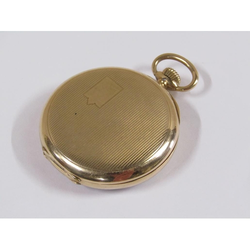 54 - An International Watch Co. Schafhausen pocket watch with a 14ct gold case.