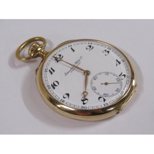 54 - An International Watch Co. Schafhausen pocket watch with a 14ct gold case.