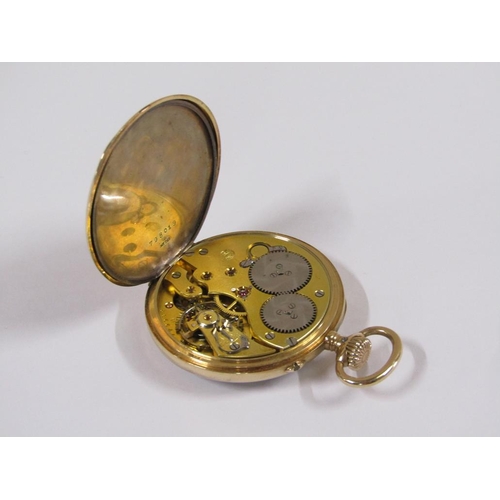 54 - An International Watch Co. Schafhausen pocket watch with a 14ct gold case.