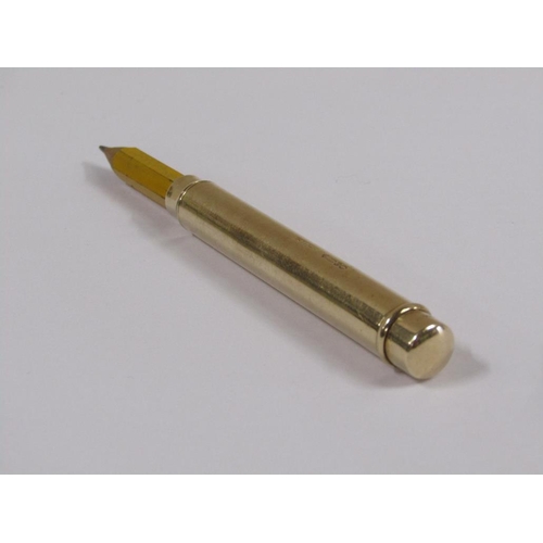 55 - A Sampson Mordan & Co 9ct gold pencil holder, 27.5g total weight, 8cm l.