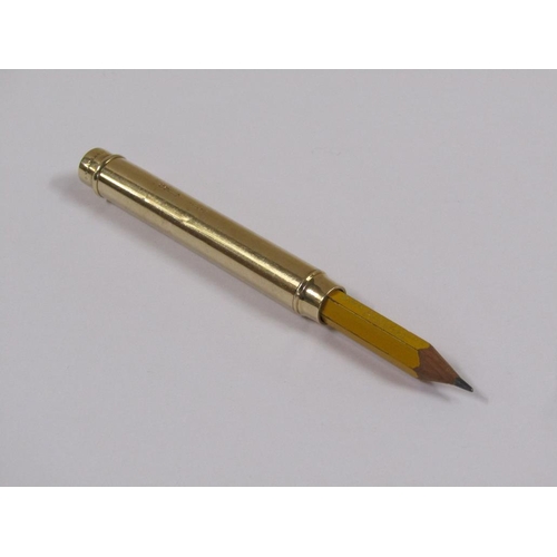 55 - A Sampson Mordan & Co 9ct gold pencil holder, 27.5g total weight, 8cm l.