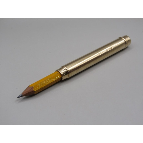 55 - A Sampson Mordan & Co 9ct gold pencil holder, 27.5g total weight, 8cm l.