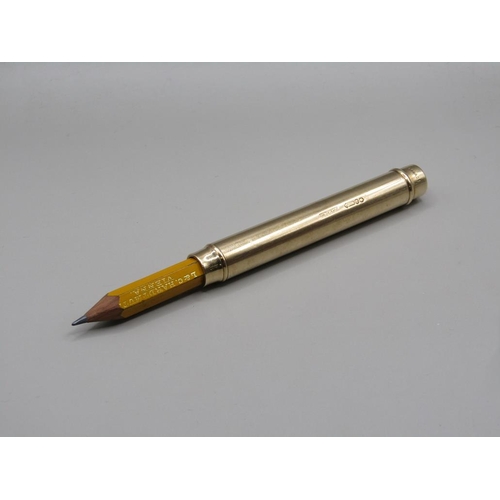 55 - A Sampson Mordan & Co 9ct gold pencil holder, 27.5g total weight, 8cm l.