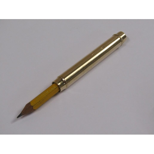 55 - A Sampson Mordan & Co 9ct gold pencil holder, 27.5g total weight, 8cm l.