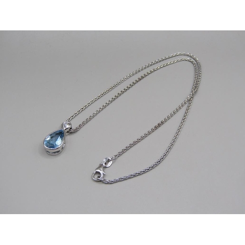 56 - A platinum aquamarine and diamond teardrop shaped cut bracelet and necklace with pendant, 18ct white... 