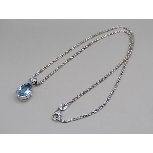 56 - A platinum aquamarine and diamond teardrop shaped cut bracelet and necklace with pendant, 18ct white... 