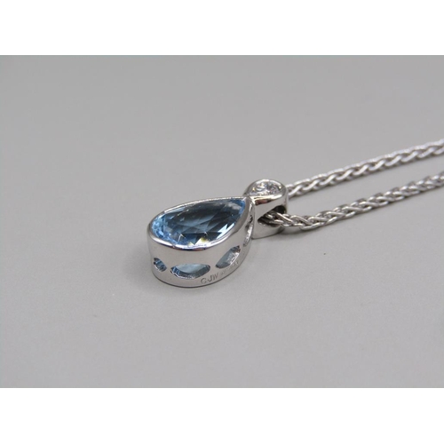 56 - A platinum aquamarine and diamond teardrop shaped cut bracelet and necklace with pendant, 18ct white... 