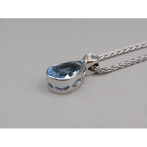 56 - A platinum aquamarine and diamond teardrop shaped cut bracelet and necklace with pendant, 18ct white... 