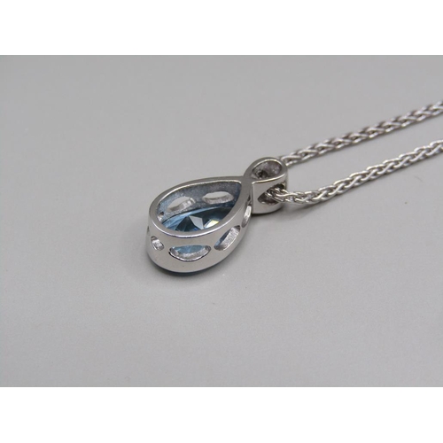 56 - A platinum aquamarine and diamond teardrop shaped cut bracelet and necklace with pendant, 18ct white... 