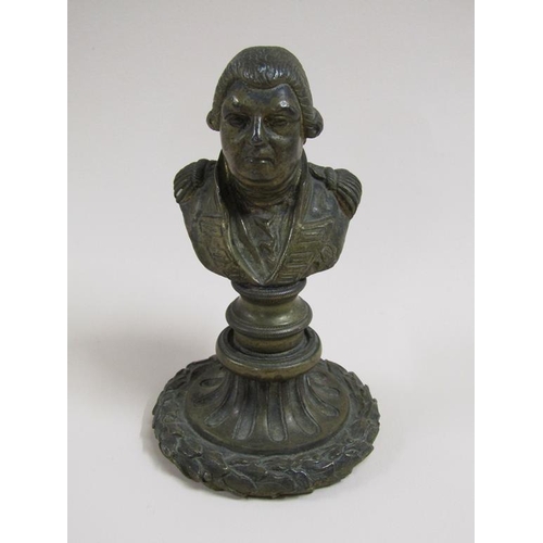 22 - A brass bust of King George III, 13cm h.