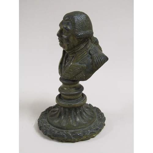 22 - A brass bust of King George III, 13cm h.