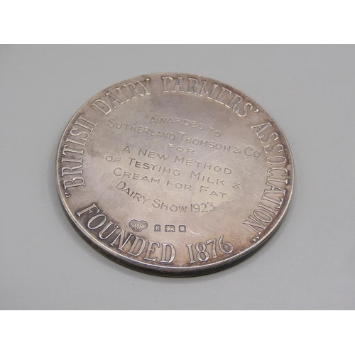 44 - A silver British dairy farmers association medal awarded to Sutherland Thomson & Co for a new method... 