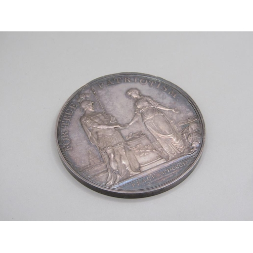 46 - An early 19c Peace medal for true Patriotism presented to Geo. Handasyd of the Grenadier Company, Bi... 