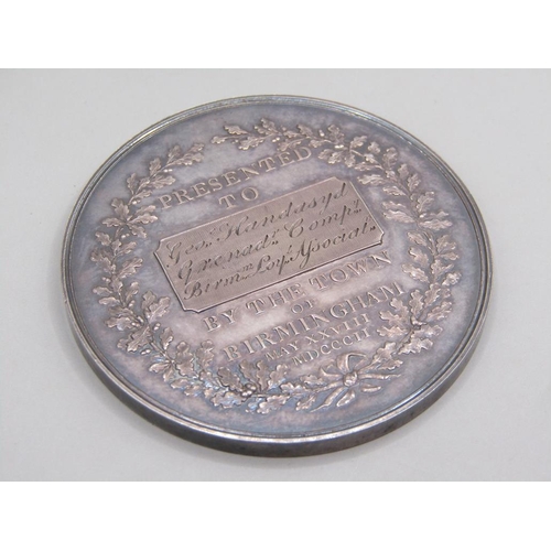 46 - An early 19c Peace medal for true Patriotism presented to Geo. Handasyd of the Grenadier Company, Bi... 