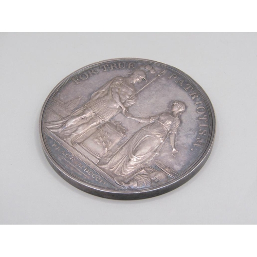 46 - An early 19c Peace medal for true Patriotism presented to Geo. Handasyd of the Grenadier Company, Bi... 