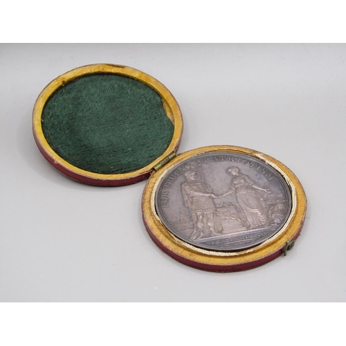 46 - An early 19c Peace medal for true Patriotism presented to Geo. Handasyd of the Grenadier Company, Bi... 