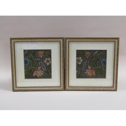 165 - A pair of French 18c/19c needlework pictures stitched and composed of various blooming flowers, each... 