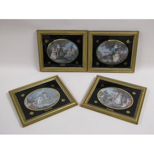 171 - A series of four coloured prints - The four seasons, oval framed and glazed, 16cm x 20cm.