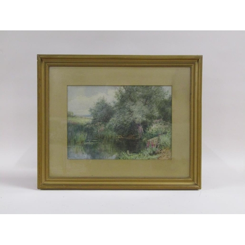 185 - Sylvester Stannard - A quiet pool, signed watercolour, framed and glazed, 25cm x 34cm.