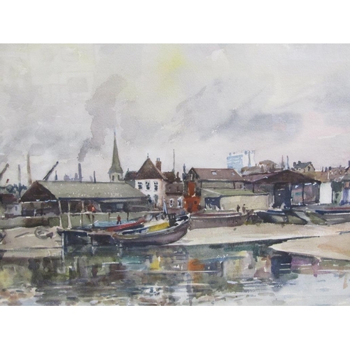 201 - K Petley - Brentford, signed and titled watercolour, 44cm x 56cm.