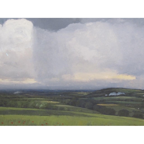 202 - J Foulger - A view over the vale, signed watercolour, framed and glazed, 41cm x58cm.