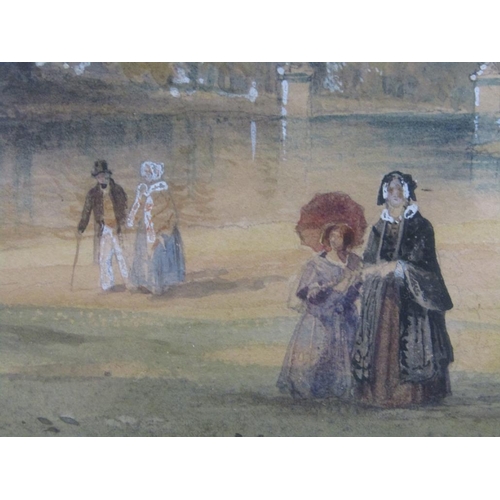 213 - Thomas Miles Richardson Jnr - A Victorian walk in the park, watercolour, framed and glazed, 23cm x 3... 