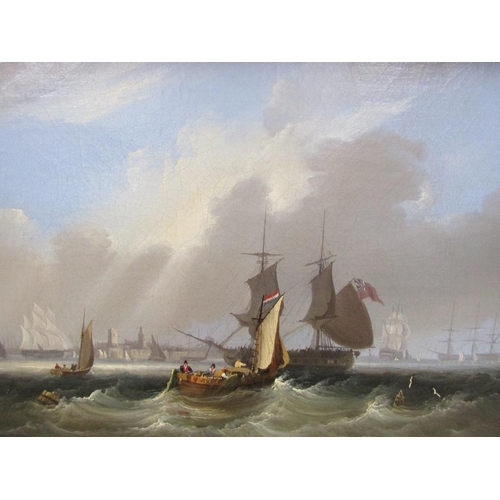 232 - Frederick Calvert - Portsmouth, signed oil on canvas, framed,  24.5cm x 34cm.