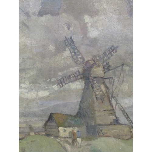 245 - Knowles Drewe 1934 - The windmill, signed oil on board, framed and glazed, 35cm x 29cm.