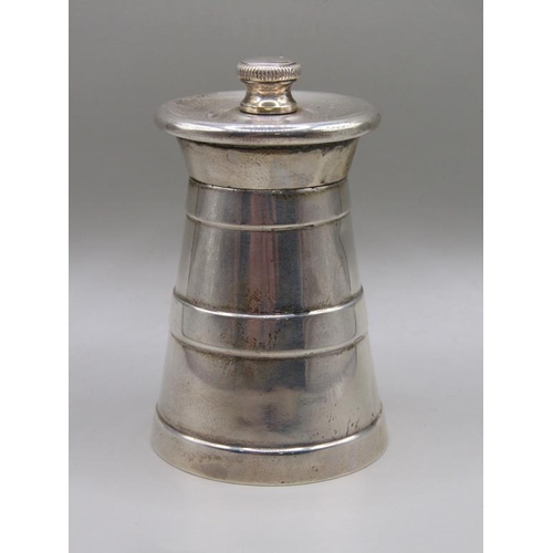 71 - A silver milk churn pepper grinder, Sheffield 1942, 7.5cm h.