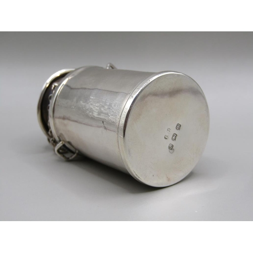 72 - A silver milk churn with a chained lid, Birmingham 1948, 6cm h