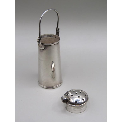 75 - A late Victorian silver miniature milk can pepperette, Birmingham 1900, 6cm h.