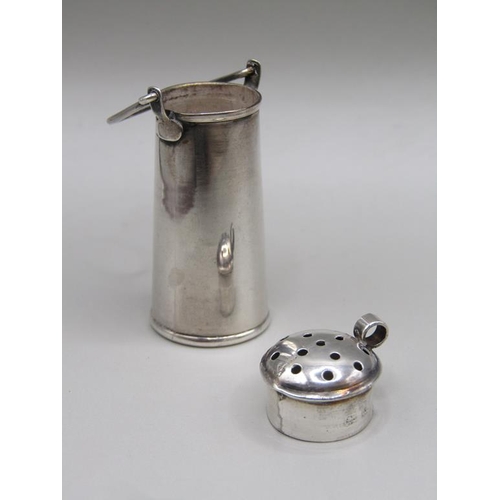 75 - A late Victorian silver miniature milk can pepperette, Birmingham 1900, 6cm h.