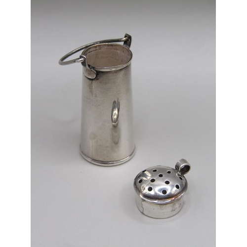 75 - A late Victorian silver miniature milk can pepperette, Birmingham 1900, 6cm h.