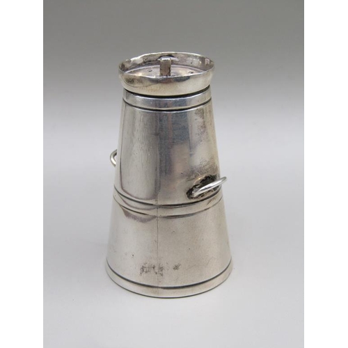 76 - An Edwardian silver miniature milk churn pepperette, Birmingham 1901, 5.2cm h.