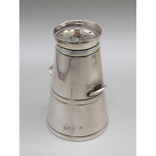 76 - An Edwardian silver miniature milk churn pepperette, Birmingham 1901, 5.2cm h.