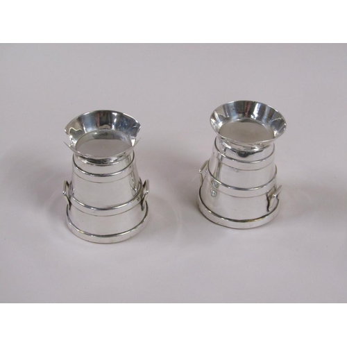 113 - Two early 20c silver plate cream cans vesta pots, each 9cm h.