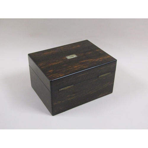 37 - A 19c rosewood travelling vanity box with a fitted interior and base drawer, velvet and satin lined ... 