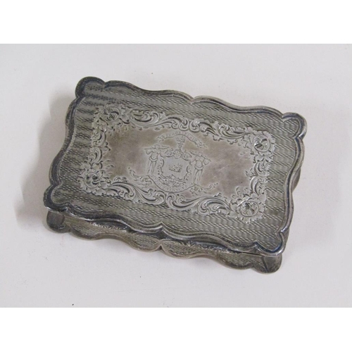 80 - A mid 19c silver table snuff box with gilt lined interior, makers mark for George Unite, Birmingham ... 