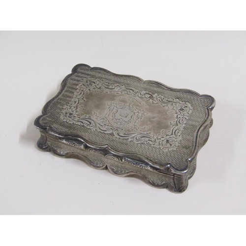 80 - A mid 19c silver table snuff box with gilt lined interior, makers mark for George Unite, Birmingham ... 