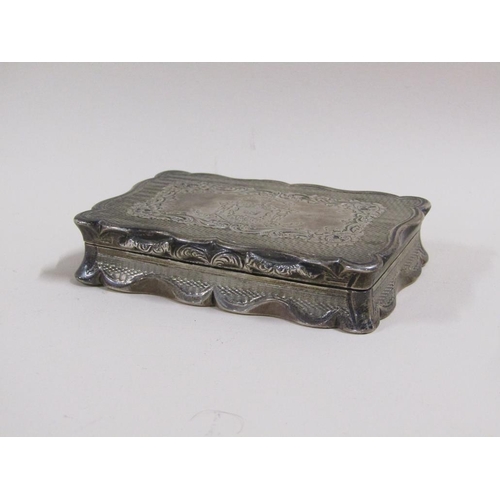 80 - A mid 19c silver table snuff box with gilt lined interior, makers mark for George Unite, Birmingham ... 