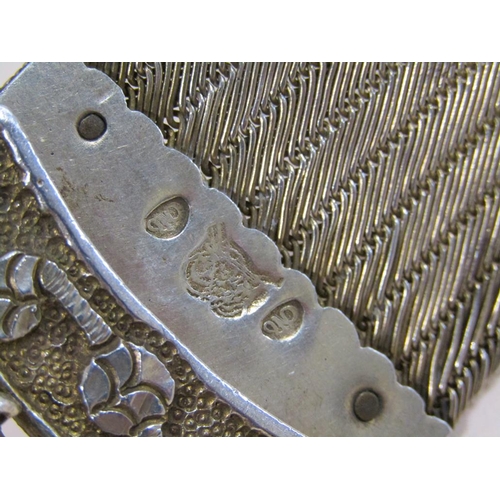 86 - A Turkish silver belt, the buckle face cast with a hand and rose, 13.6ozt, 95cm l.