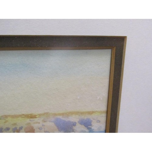 209 - Frank Richards - Sunlight and shadow, Cornish coast, signed watercolour, framed and glazed, 17cm x 2... 