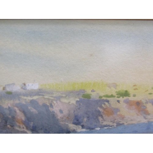 209 - Frank Richards - Sunlight and shadow, Cornish coast, signed watercolour, framed and glazed, 17cm x 2... 