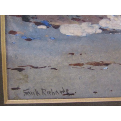 209 - Frank Richards - Sunlight and shadow, Cornish coast, signed watercolour, framed and glazed, 17cm x 2... 