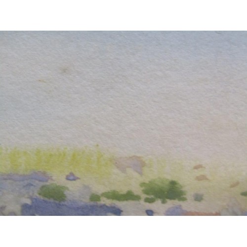 209 - Frank Richards - Sunlight and shadow, Cornish coast, signed watercolour, framed and glazed, 17cm x 2... 